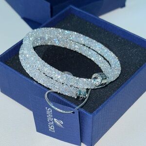 NWT Swarovski Silver Wrap  with Crystal Dust bangle bracelet